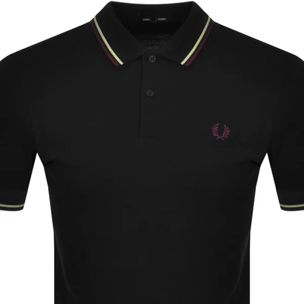 Fred Perry Twin Tipped Polo T Shirt - Black - Polo Shirts
