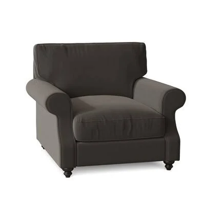 Huxley 39x22 Wide Down Cushion Armchair Birch Lane Body Fabric: Spinnsol Iron - Leg Color: Black Walnut