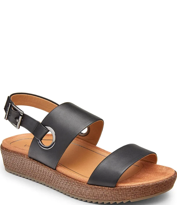 Vionic Louise Women's Platform Orthotic Sandal Black Leather - 9 Wide