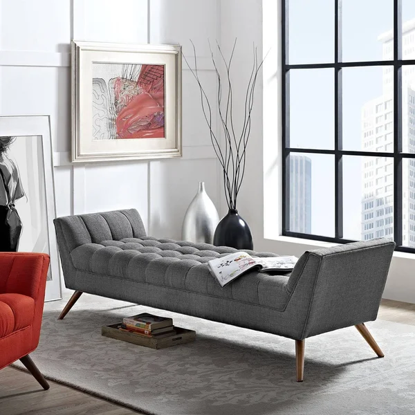 Modway Response Fabric Bench, Gray