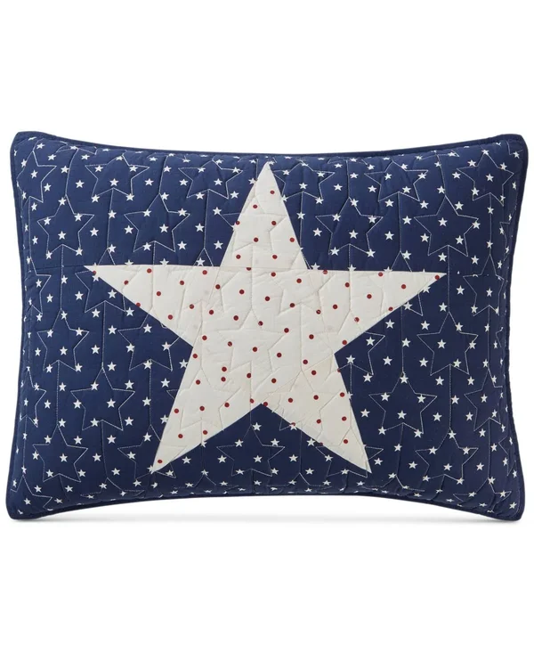 Martha Stewart Collection Texas Patchwork Cotton King Quilt, Created for Macy&s - Blue