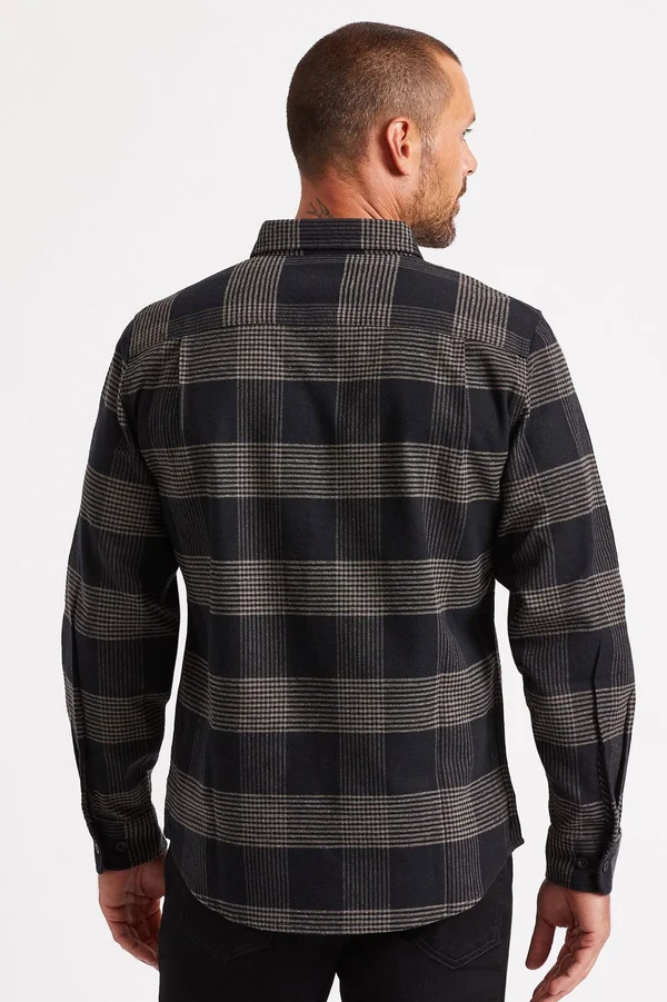 Brixton Bowery Flannel Shirt S, Navy, Navy/Carolina Blue