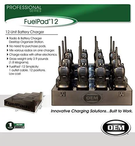 Klein Electronics FuelPad12 Professional Series 12-Unit Battery Charger, Radio & Battery Charger Desktop Organizer Station