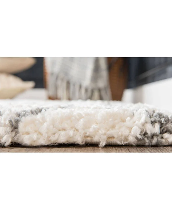 Unique Loom Trellis Rabat Shag Area Rug - 2&7x22 x 6& Runner - Ivory