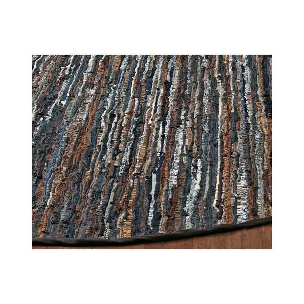 Matador Mixed Brown Leather 8 ft. x 8 ft. Round Area Rug
