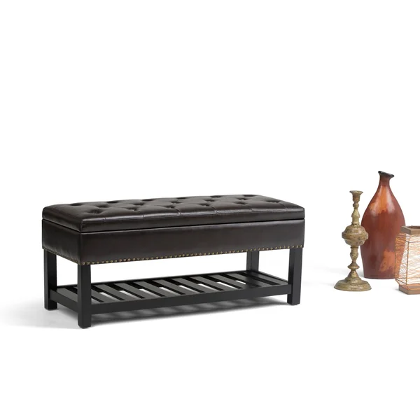 Wyndenhall Riley 43 inch Wide Traditional Rectangle Ottoman Bench - Dove Grey