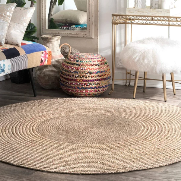 nuLOOM Discotek Braided Jute Area Rug - 4& Round, Natural