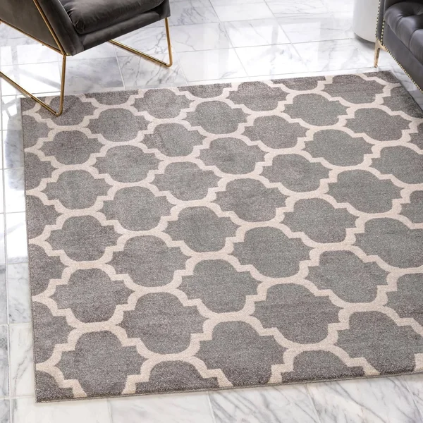 Unique Loom Philadelphia Trellis Rug - Size: 10& 0 x 10& 0 Square, Gray