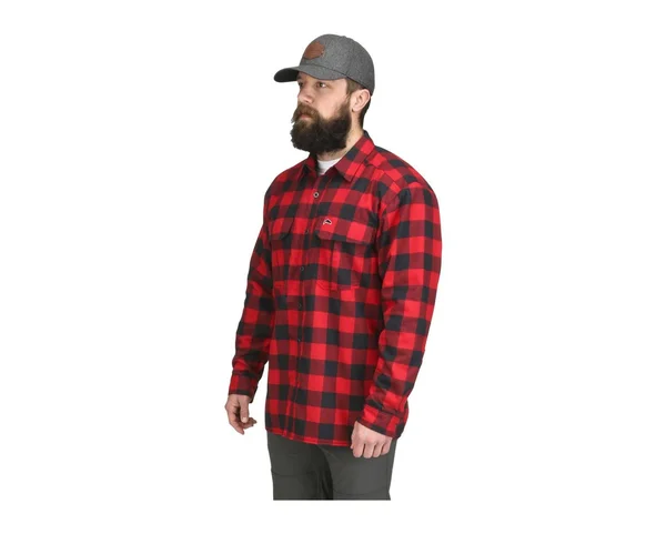 Simms Coldweather Shirt L, Auburn Red Buffalo Blur Plaid