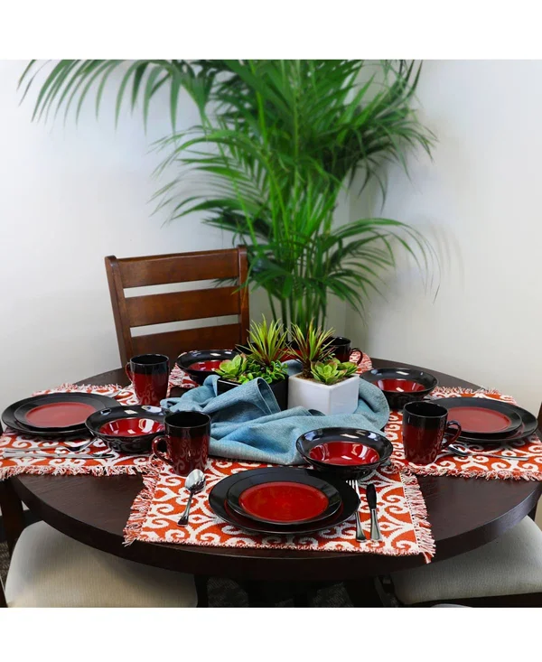 Elama 16-Piece Stoneware Dinnerware Set, Tanizia