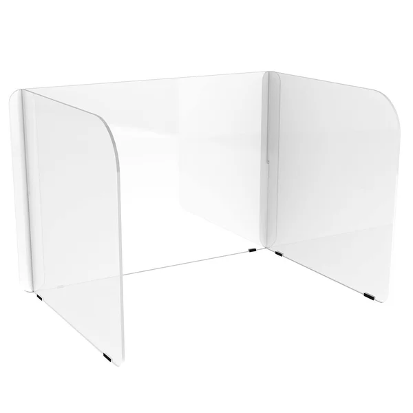 Factory Direct Partners FDP Clear 3/16x22 Thick Acrylic Tabletop Divider, 16 inch Height; Three-Panel Sneeze, Cough, Talk Guard