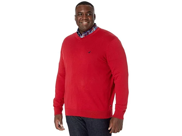 Nautica Men's Big & Tall Navtech V-Neck Sweater - Naut Red - XLT