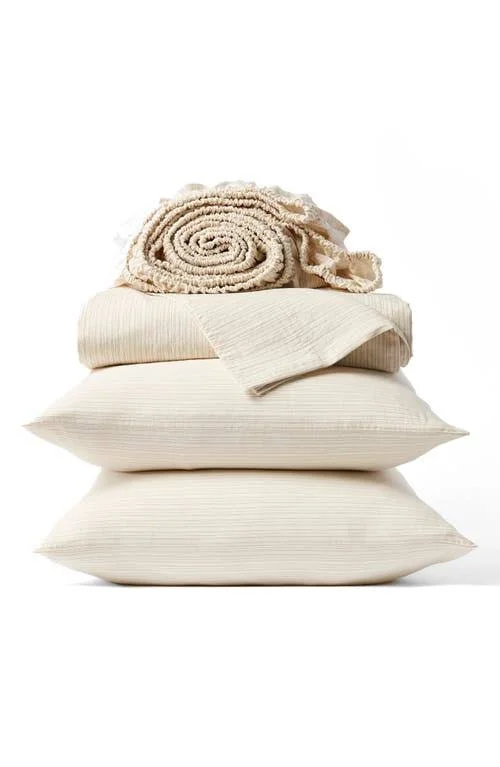 Coyuchi - Organic Crinkled Percale Sheet Set King Undyed w/Hazel-Rosehip