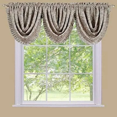 Damask Pointed 48x22 Window Valance Darby Home Co Color: Tan