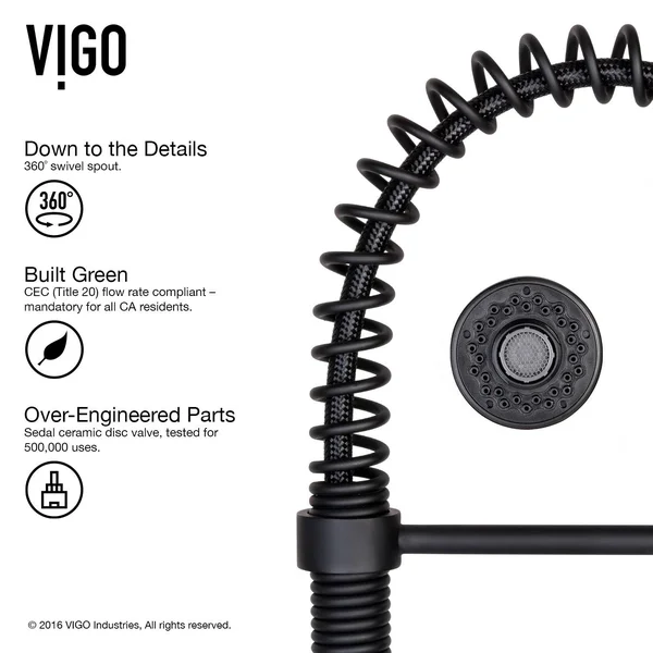 Vigo VG02001CHK1 Edison Chrome Pull-Down Spray Kitchen Faucet with Deck Plate