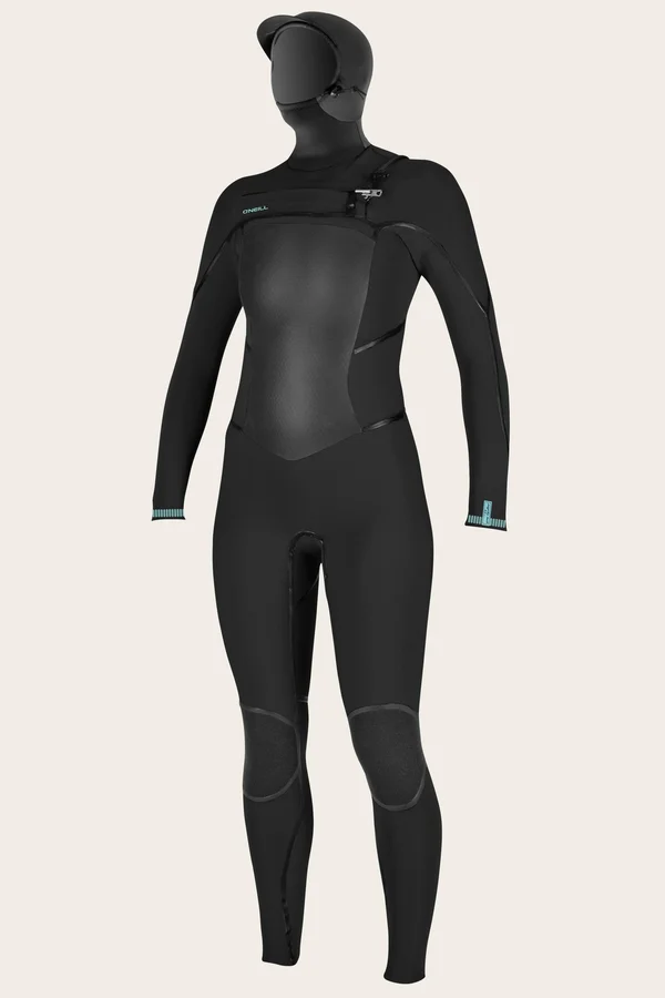 O&Neill Women's Psycho Tech 5.5/4+ Hooded Chest Zip Wetsuit - Black - 4