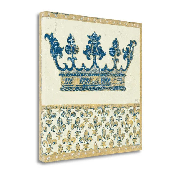 Regal Crown Indigo and Cream by Meloushka Designs - 24x22 x 24x22 Fine Art