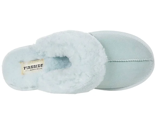 Fireside by Dearfoams Women's Sydney Genuine Shearling SCUFF, Size: 10, Blue