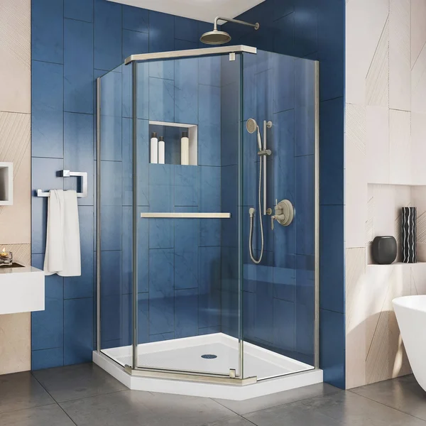 DreamLine SHEN-2138380-04 Prism Pivot Shower Enclosure, Brushed Nickel, 38-1/8x22 x 38-1/8x22 x 72x22