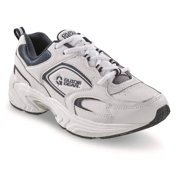 Guide Gear Men's Lace-Up Walking Shoes, 10.5 4E, White/Navy Blue