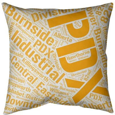 Oregon Districts Word Art Leather Throw Pillow Cover East Urban Home Size: 18x22 x 18