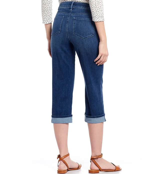Nydj Marilyn Cuffed Crop Cool Embrace Denim Jeans, Womens, 4, Deleon