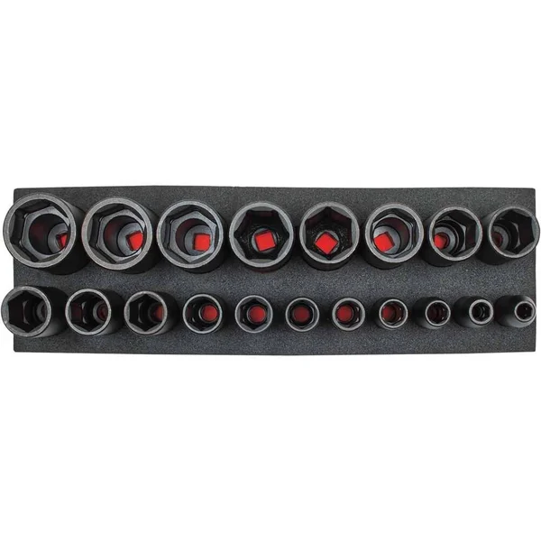 Proto J74116k 1/2 inch Drive Impact Socket Set, SAE, 19 Pcs