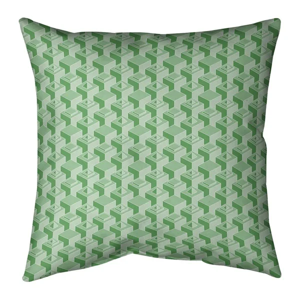 Cool Tones Classic Skyscrapers Pattern Throw Pillow - 18 x 18 - Green - Cotton