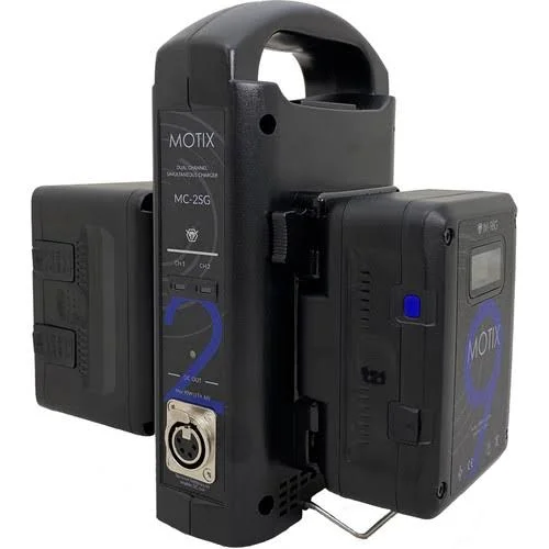 IDX System Technology MOTIX Dual Simultaneous Gold Mount Charger with 90W XLR Output AC Battery - Chemistry Li Ion, 2 Position, 4