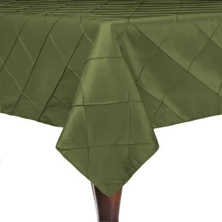 Ultimate Textile Embroidered Pintuck Taffeta 84 x 84-Inch Square Tablecloth - Green