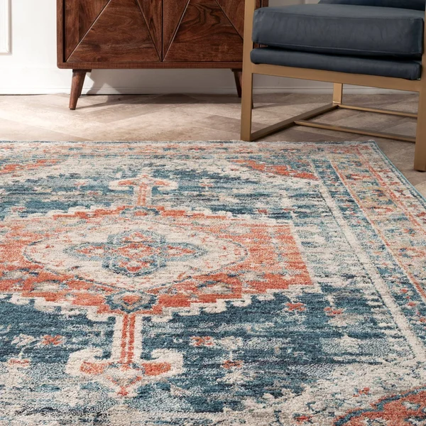 nuLOOM Harley Barbed Mast Medallion Rug - Blue, 4x6 ft