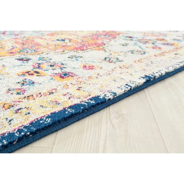 Westfield Home Versailles Amberley Blue Runner Rug - 2&7 inch x 7&2 inch - Beige