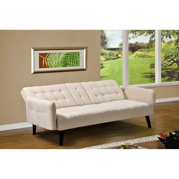 Hash Tufted Upholstered Futon Sleeper - Beige