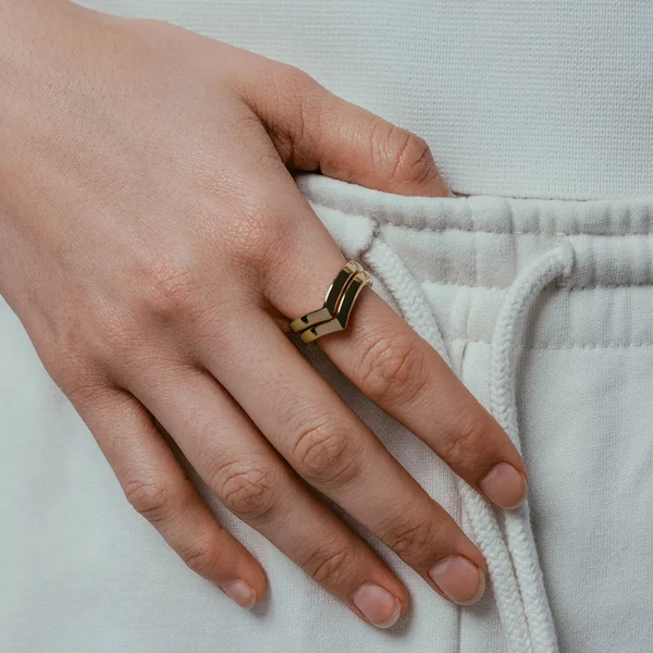 Vitaly Stainless Steel Cell Rings Gold - 7