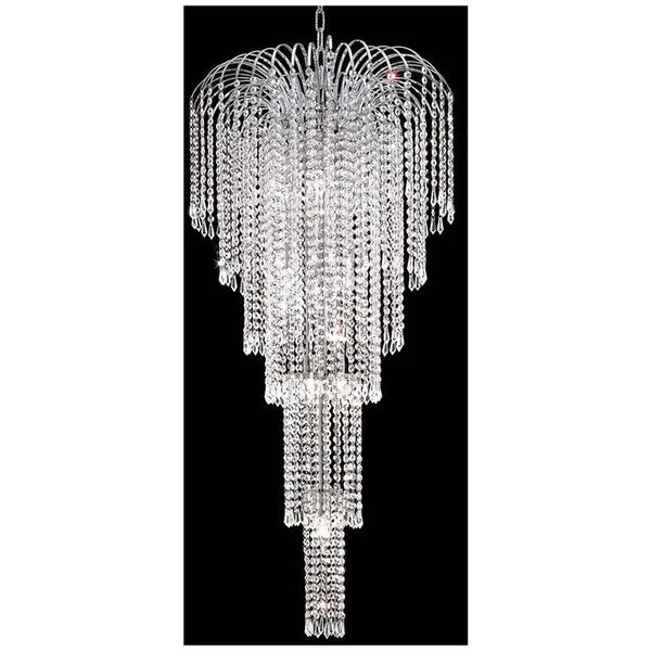 Elegant Lighting V6801G21C/RC Falls 9 Light Chrome Chandelier Clear Royal Cut Crystal