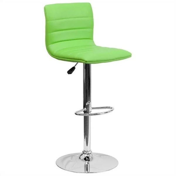 Bowery Hill Adjustable Faux Leather Striped Bar Stool in Green