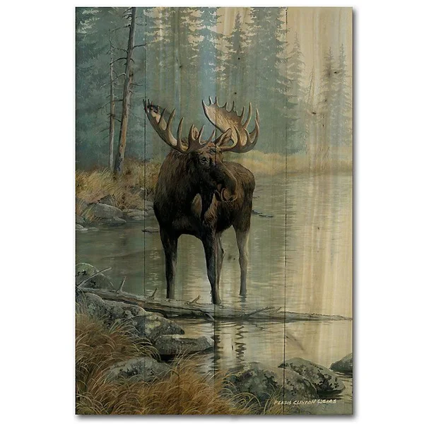 WGI Gallery Quiet Water Moose Painting Print Plaque Size: 36x22 H x 24x22 W x 1x22 D