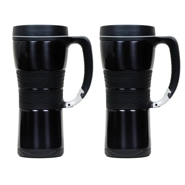 Contigo Extreme Stainless Steel Travel Mug with Handle - 16oz - Metallic Black (2 Pack)