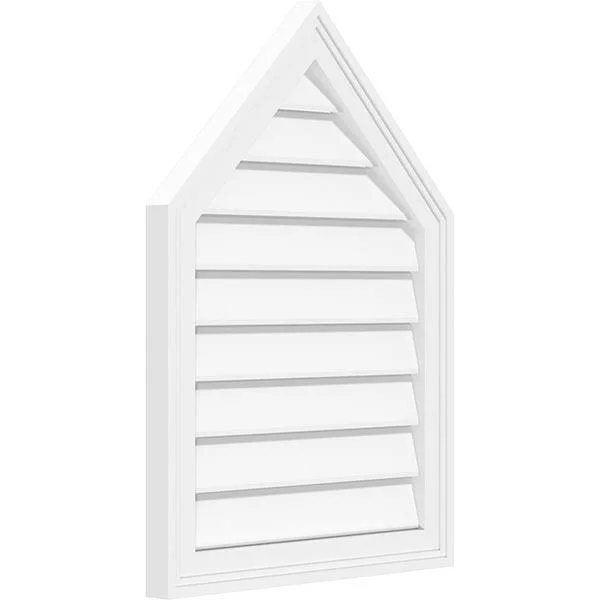 Ekena Millwork GVPPE12X3802SF-14 12x22W x 38x22H Peaked Top Surface Mount PVC Gable Vent 14/12 Pitch: Functional, w/ 2x22W x 1-1