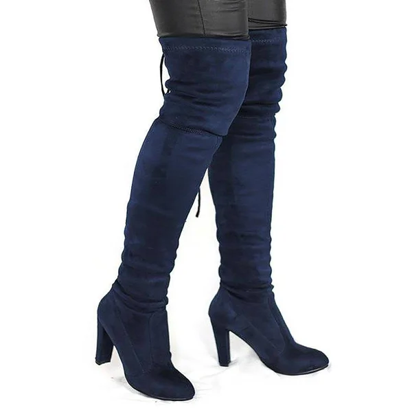 Women's High Boots Over The Knees Stretch Tight Faux Suede Brown 10