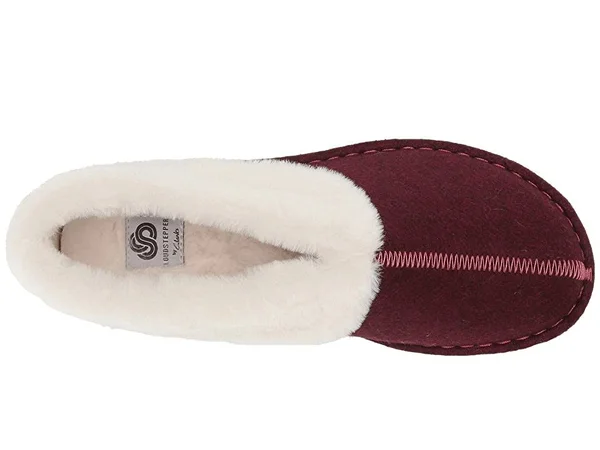 Clarks Women's Step Flow Low Fur Lined Slipper, Size: 7, Maroon Felt