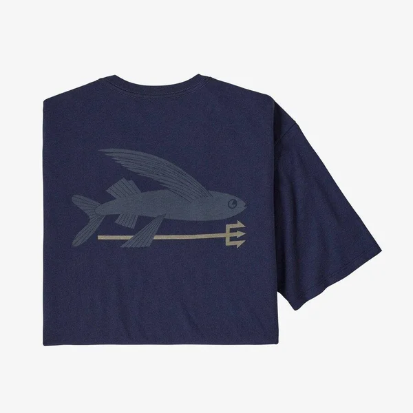 Patagonia Flying Fish Organic T-Shirt - Men's Pigeon Blue/Home Planet - M