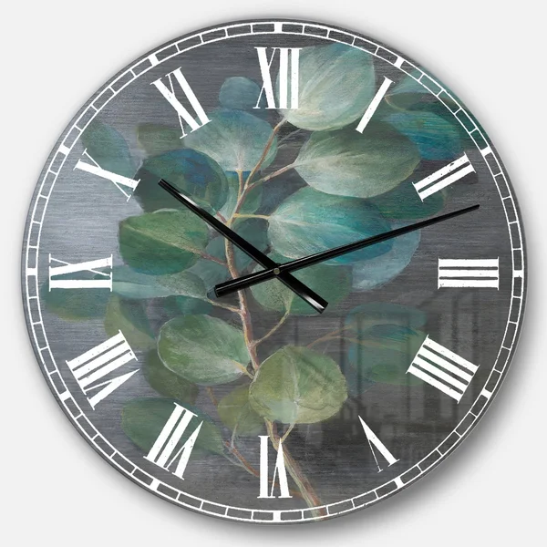 Designart &Fresh Leaves I& Traditional Large Wall Clock - 38 in. Wide x 38 in. High
