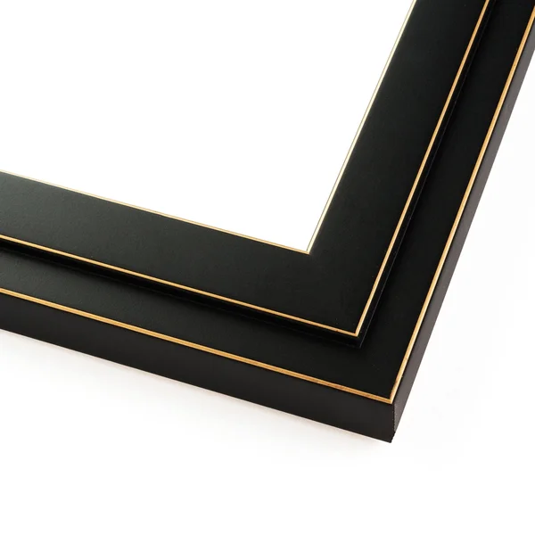 CustomPictureFrames.com 22x26 - 22 x 26 Black and Gold Pinstripe Solid Wood Frame with UV Framer&s Acrylic & Foam Board Back