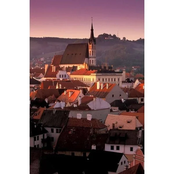 Easy Art Prints Walter Bibikow's 'Town View' Premium Canvas Art - 36 x 24 - Brazilian Barnwood Frame