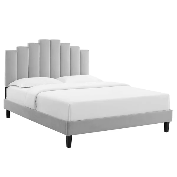 Modway Elise Full Performance Velvet Platform Bed MOD-6877, Light Gray
