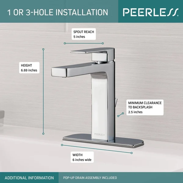 Peerless P1519LF-BN-HA Xander Single Handle Hi-Arc Bathroom Faucet, Brushed Nickel