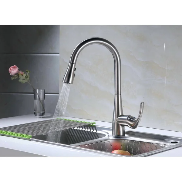 Runfine Group Single Handle Kitchen Faucet Finish: Brushed Nickel
