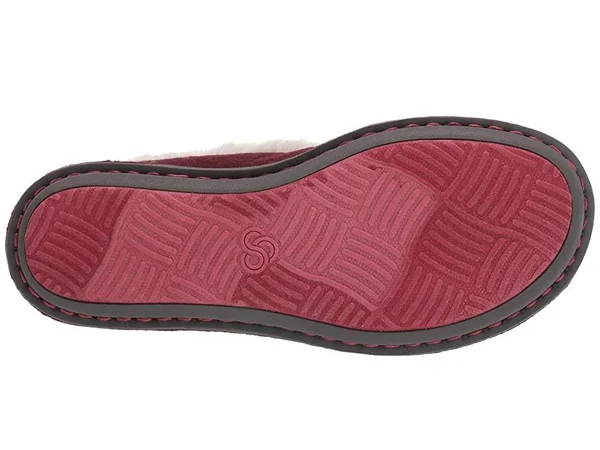 Clarks Women's Step Flow Low Fur Lined Slipper, Size: 7, Maroon Felt