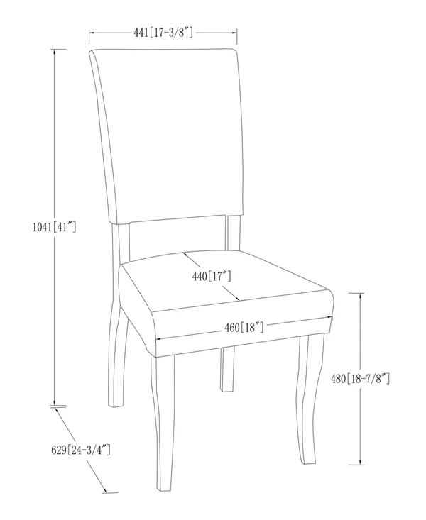 Set of 2 Open Back Parsons Dining Chairs in Charcoal - Charcoal